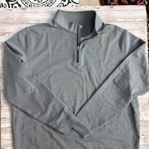 Peter Millar Stealth Performance Quarter Zip - Green/Gray Stripe - XXL